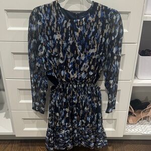 French Connection Blue and Gold Long Sleeve Dress